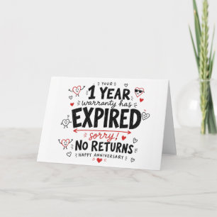 Funny 1st Anniversary heart hand drawn gift Card