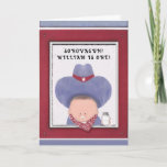 Funny 1st Birthday Card<br><div class="desc">Personalized first Birthday gift card. To customize,  edit text to add name of baby boy.</div>