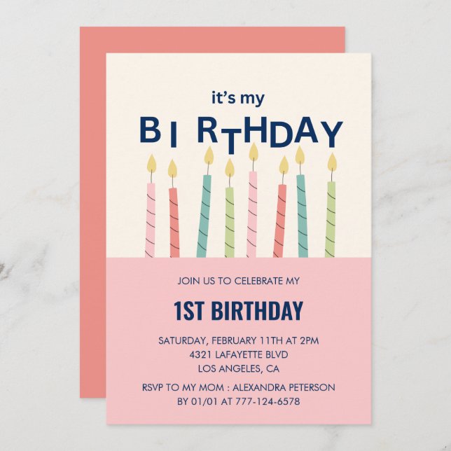 Funny 1st birthday invitations Birthday Candle (Front/Back)