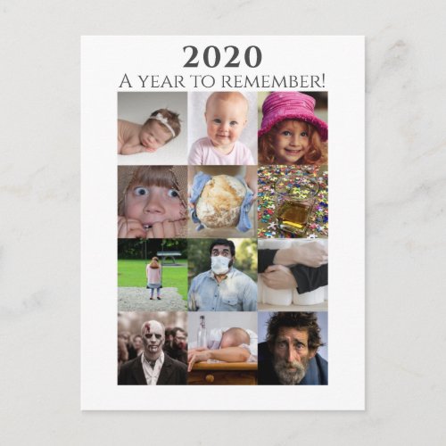 Funny 2020 A Year to Remember Photo Collage Postcard