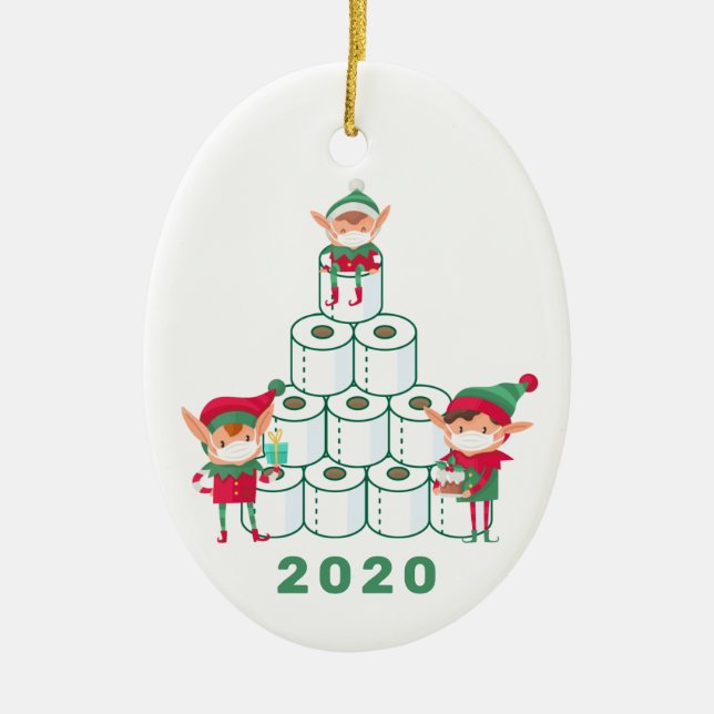 Funny 2020 Christmas Elf | Toilet Paper Ornament (Front)
