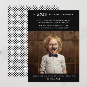 Funny 2020 Math Problem Black New Year Photo Holiday Card