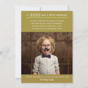 Funny 2020 Math Problem Gold New Year Photo Holiday Card