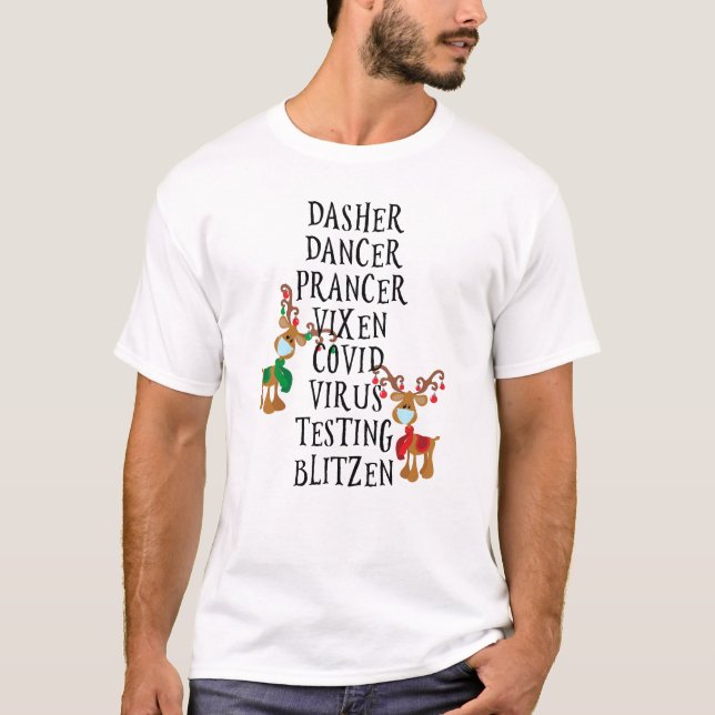 Funny 2020 Reindeer Names Christmas Holiday T-Shirt (Front)