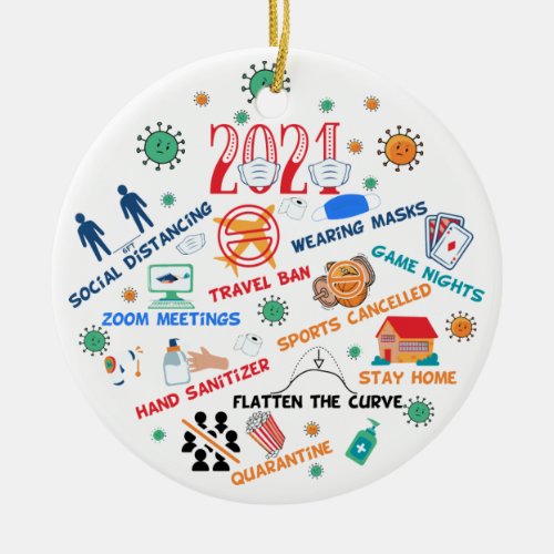 funny 2021 pandemic christmas ceramic ornament
