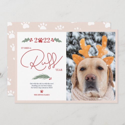 Funny 2022 ruff script year pet Christmas photo Holiday Card