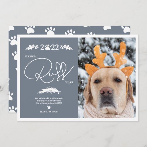 Funny 2022 ruff script year pet Christmas photo Holiday Card
