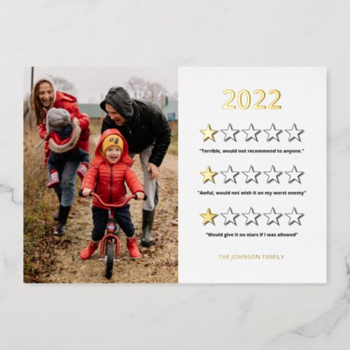 Funny 2022 Would Not Recommend Foil Holiday Card