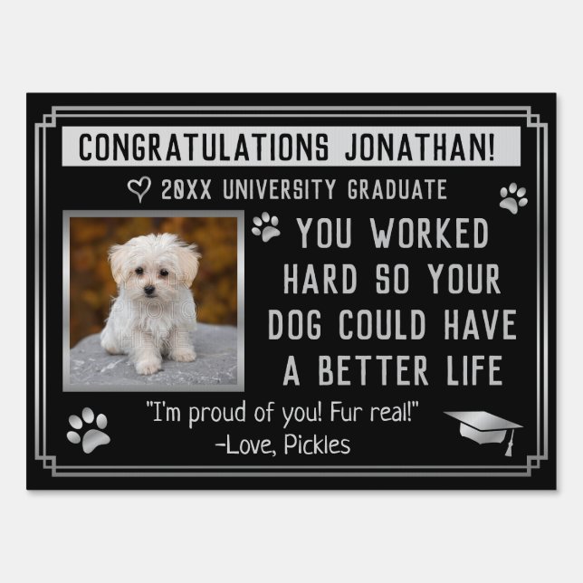 Funny 2023 Graduation Worked Hard Dog Better Life Sign (Front)