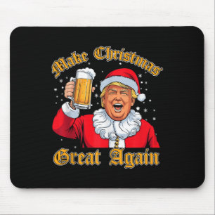 Funny 2024 Christmas Trump Drink Beer Trump Santa  Mouse Pad