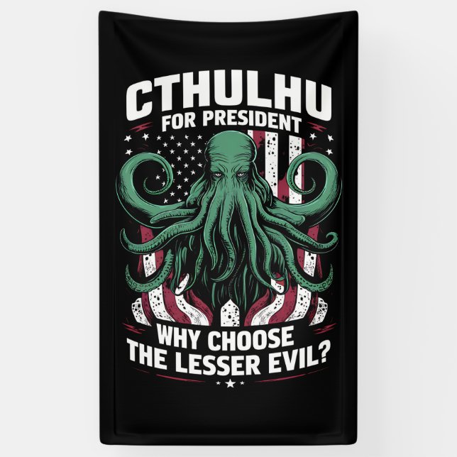 Funny 2024 Elections Cthulhu For President Banner (Vertical)