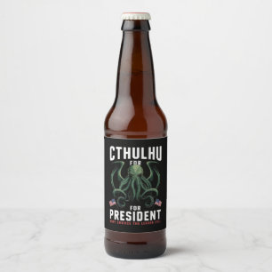 Funny 2024 Elections Cthulhu for President  Beer Bottle Label