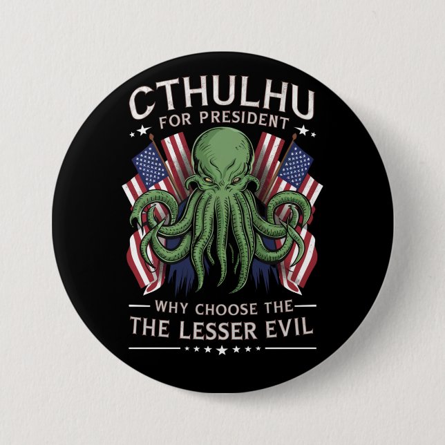 Funny 2024 Elections Cthulhu for President Button (Front)