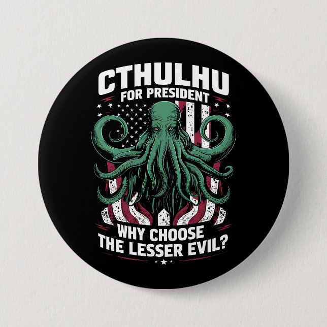 Funny 2024 Elections Cthulhu For President Button (Front)
