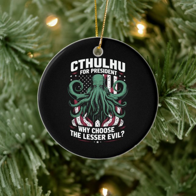 Funny 2024 Elections Cthulhu For President Ceramic Ornament (Tree)