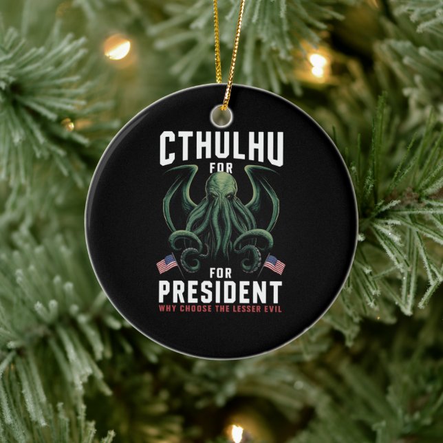 Funny 2024 Elections Cthulhu for President  Ceramic Ornament (Tree)