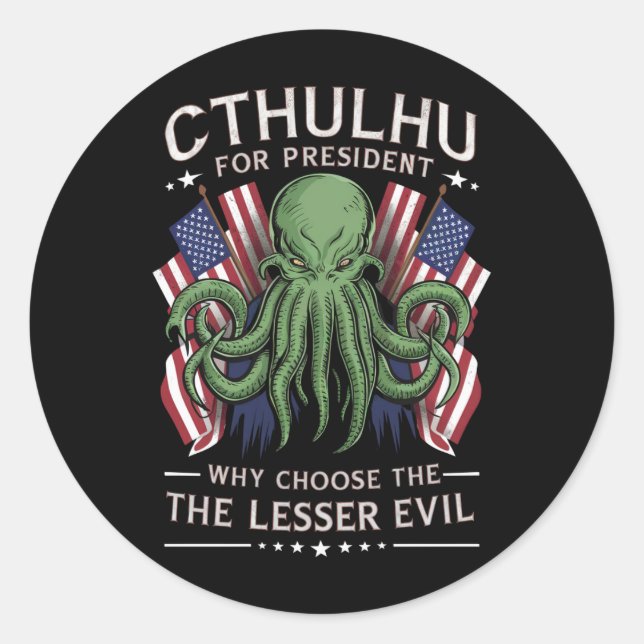 Funny 2024 Elections Cthulhu for President Classic Round Sticker (Front)