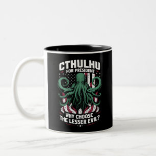 Funny 2024 Elections Cthulhu For President Two-Tone Coffee Mug