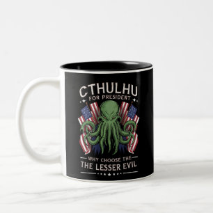 Funny 2024 Elections Cthulhu for President Two-Tone Coffee Mug