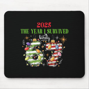 Funny 2025 The Year I Survived Barely 67 Christmas Mouse Pad