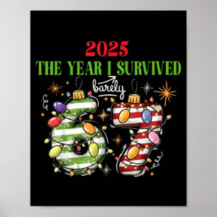 Funny 2025 The Year I Survived Barely 67 Christmas Poster