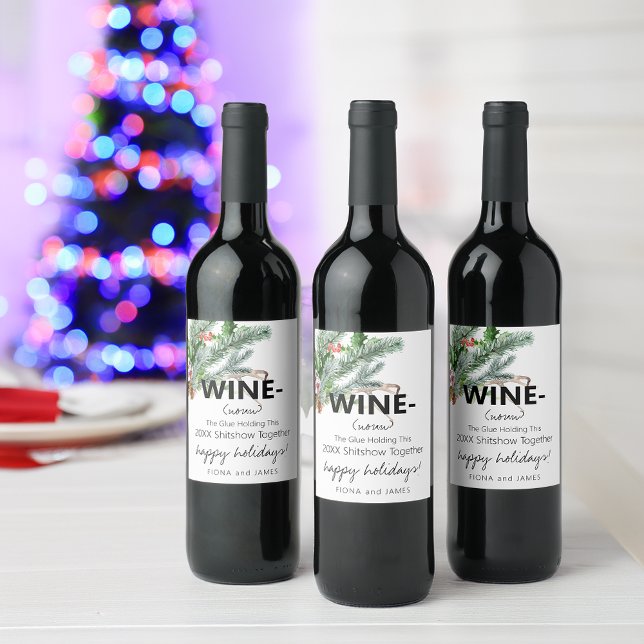 Funny 2025 Wine Glue Holding Us Together Greenery Wine Label (Funny 2025 Wine Glue Holding Us Together Greenery Wine Label)