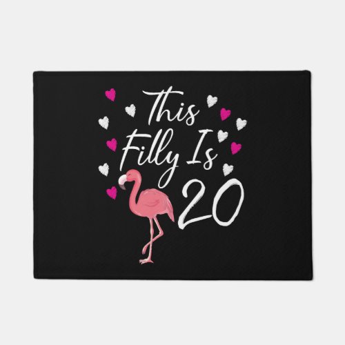 Funny 20 Years Old Women Flamingo 20th Birthday Doormat