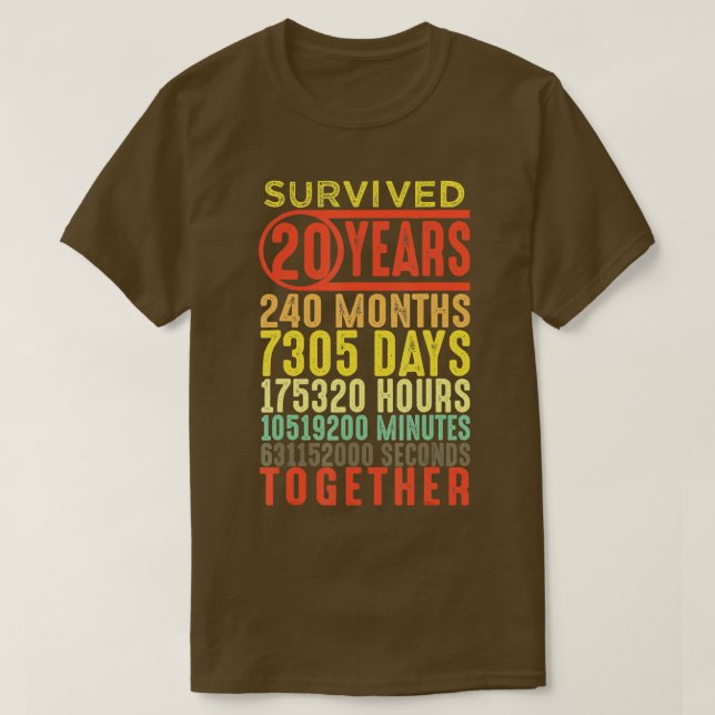 Funny 20th Wedding 20 Years Marriage Anniversary H T-Shirt (Design Front)