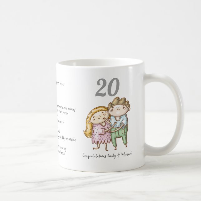 FUNNY 20th Wedding Anniversary Couple Customized Coffee Mug (Right)