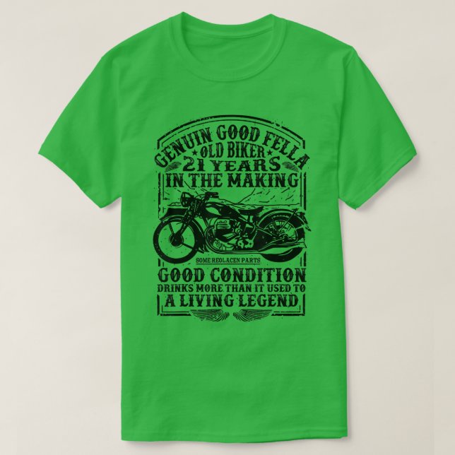 Funny 21 Years Old Biker Retro Style Classic Motor T-Shirt (Design Front)