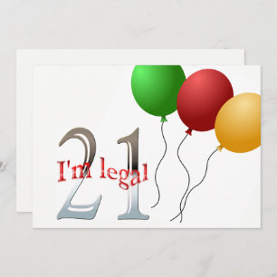 Funny 21st Birthday Party 21 Legal Age Balloons Invitation