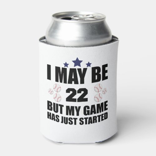 Funny 22nd Birthday Baseball Fan 22 Year Old Birth Can Cooler