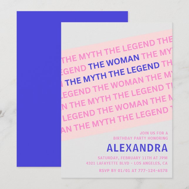 Funny 22nd birthday invitations Quote Woman Myth  (Front/Back)