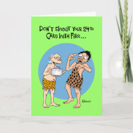 Funny 24th Birthday Cartoon Card