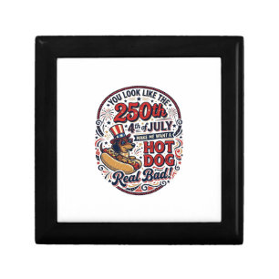 Funny 250th 4th of July Hot Dog Dachshund Gift Box