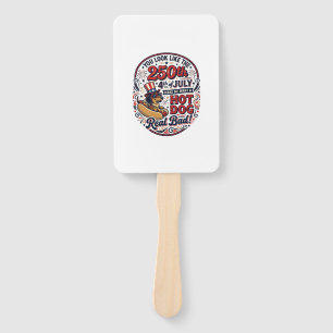 Funny 250th 4th of July Hot Dog Dachshund Hand Fan