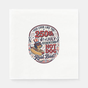 Funny 250th 4th of July Hot Dog Dachshund Napkins