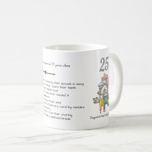 FUNNY 25th Wedding Anniversary Unicorns Customized Coffee Mug