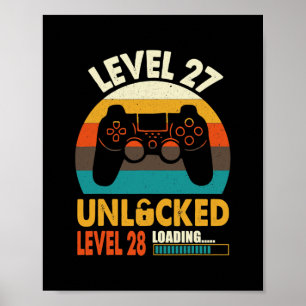 Funny 27th Birthday Vintage Level 27 Unlocked Poster