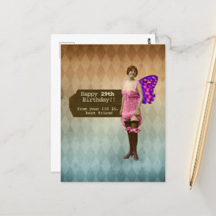 Funny 29 Again Best Friend Birthday Postcard