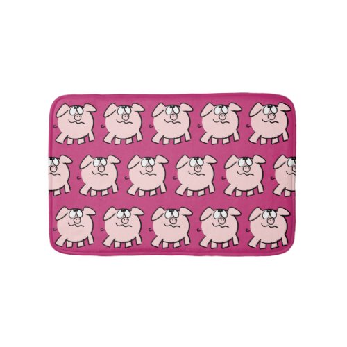 Funny 2 Cartoon Illustration Pig Choose Color Bath Bath Mat