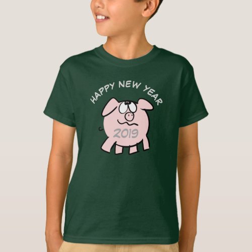 Funny 2 Cartoon Illustration Pig custom Year KT T_Shirt