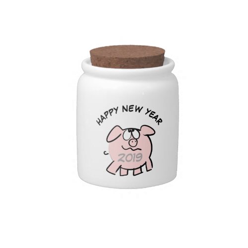 Funny 2 Cartoon Illustration Pig  Year 2019 Candy Candy Jar