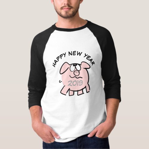Funny 2 Cartoon Illustration Pig  Year 2019 Man T T_Shirt
