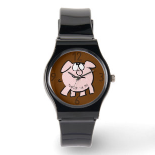 Funny 2 Cartoon Illustration Pig Year Birthday W Watch