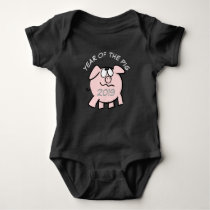 Funny 2 Cartoon Illustration Pink Pig  2019 Baby B Baby Bodysuit