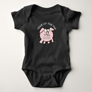 Funny 2 Cartoon Illustration Pink Pig 2019 Baby B Bodysuit