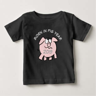 Funny 2 Cartoon Illustration Pink Pig  2019 Baby T Baby T-Shirt
