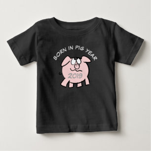 Funny 2 Cartoon Illustration Pink Pig  2019 Baby T T-Shirt