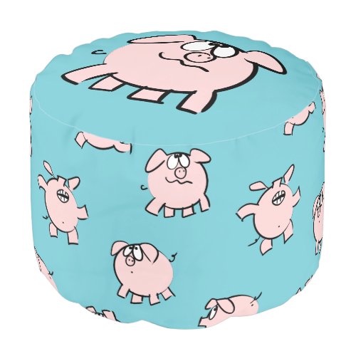 Funny 2 Cartoon pattern Pig  Year 2019 Pouf